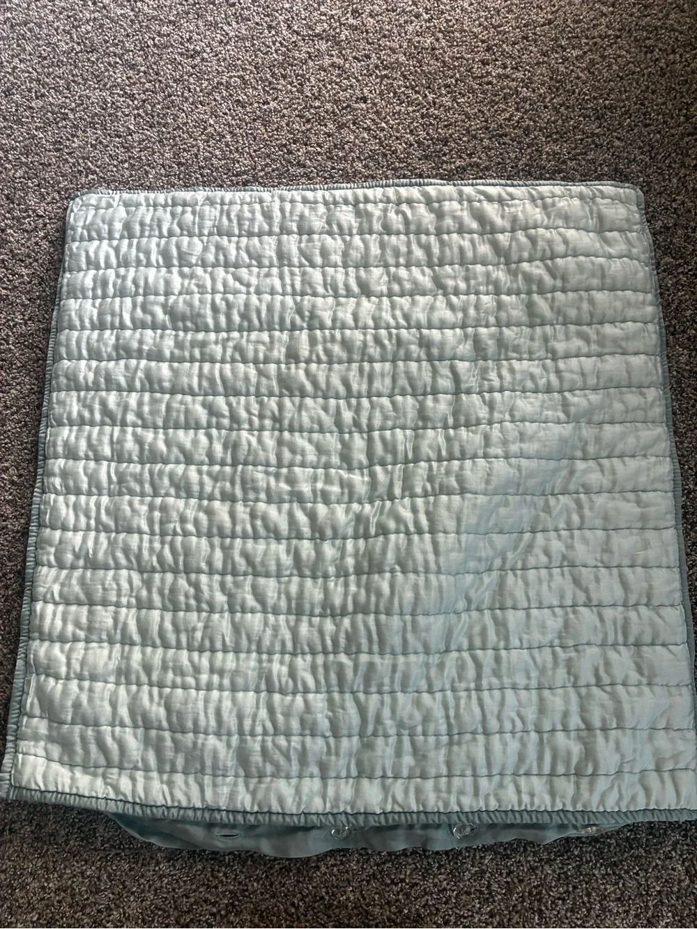 POTTERY BARN SILK BLEND 3 PIECE QUEEN QUILT + EURO SHAMS BLUE COASTAL